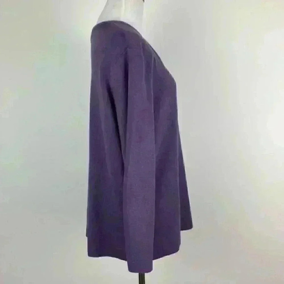 Lands end sweater size 1X 16-18 purple zip V-neck - Picture 3 of 8